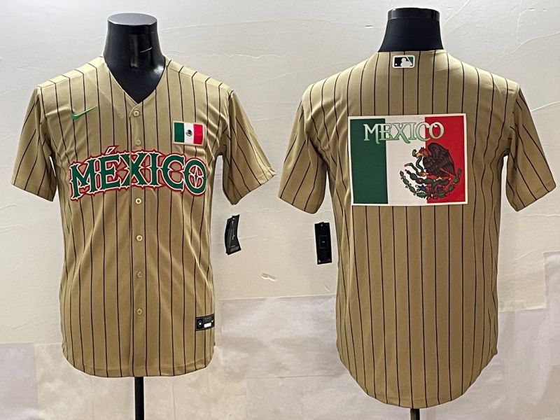 Men Mexico Blank Brown Stripe Joint Name 2025 Nike MLB Jersey style 9->more jerseys->MLB Jersey